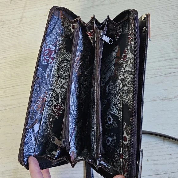 Elegant Brown Leather Women's Purse Clutch Organizer - Picture 11 of 16